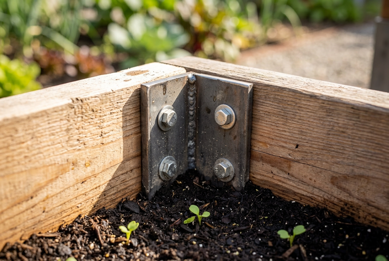 Close up detail of the heavy-duty bracket weld and steel thickness